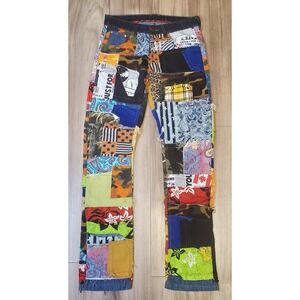 Vintage BIEPA 1971 PATCHWORK Men's Jeans Size 30 Fringe Button Fly Japanese Punk